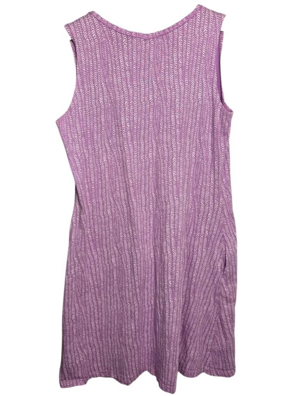FRESH PRODUCE | Lilac Chevron Print V-Neck Sleeveless Dress size L USA Cotton - Picture 12 of 14